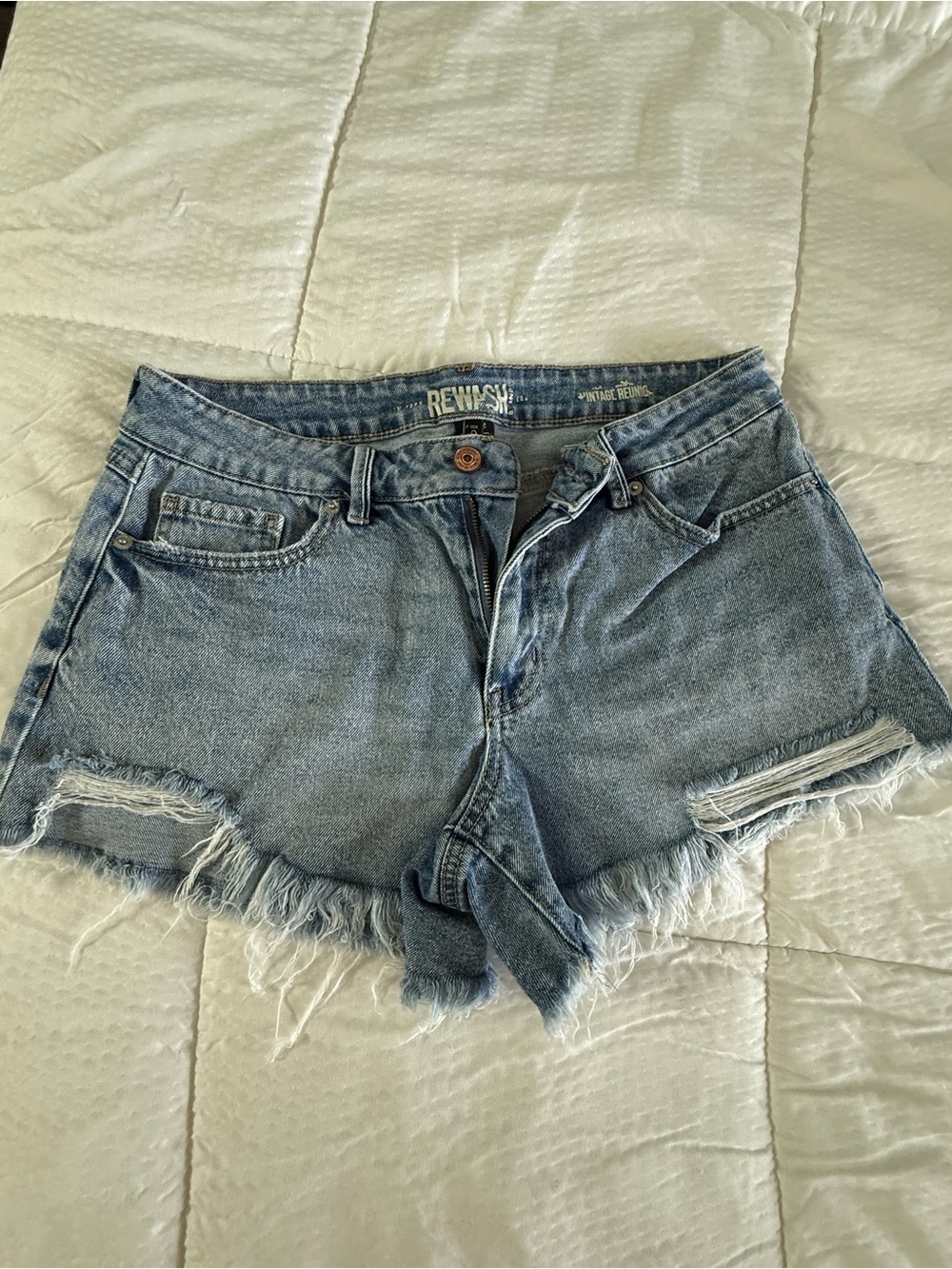Rewash Light Blue Frayed Hem Denim Cutoff Shorts